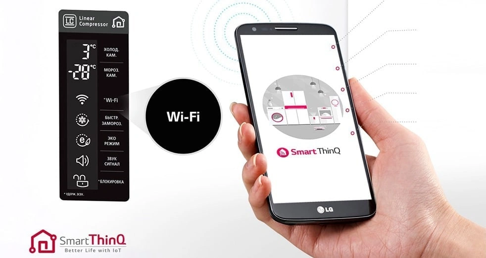 برنامهی SmartThinQ یخچال فریزر بالا پایین 24 فوت ال جی مدل GA-B429SAQZ